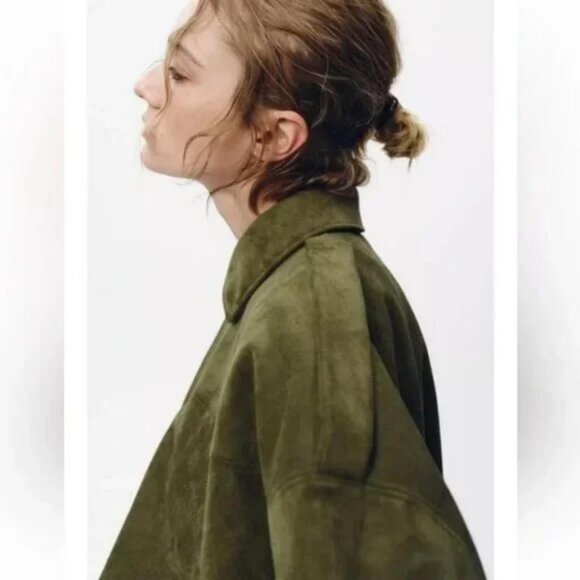 ZARA FAUX SUEDE BOMBER JACKET - Picture 4 of 8